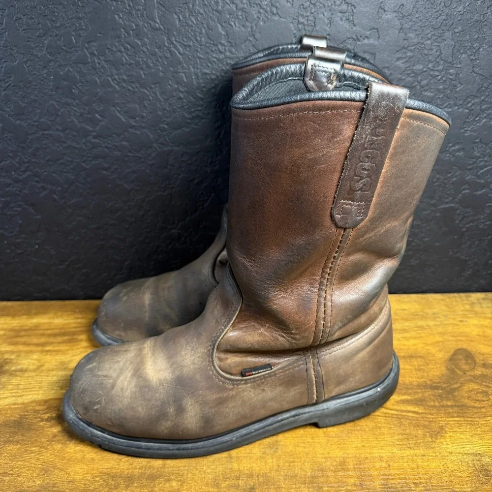 Red‎ Wing Pecos 2230 Brown Leather Waterproof Safety Toe Work Boots Mens 10 D